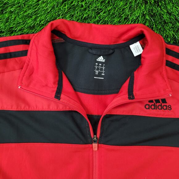 ADIDAS Trefoil Track Jacket Large 22x27 Red Black Trim - Picture 9 of 16